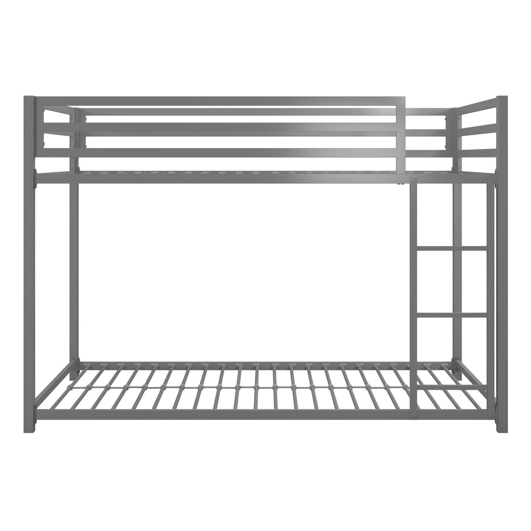 Metal Bunk Bed with Secured Slats and Ladder -  Silver  - Twin-Over-Twin