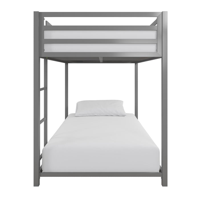 Stylish Miles Twin Over Twin Bunk Bed -  Silver  - Twin-Over-Twin