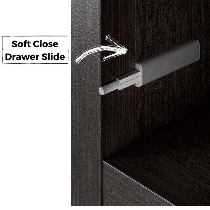 Paramount Murphy Bed Bundle with 2 Bedside Bookcase Cabinets & Slide-Out Nightstands - Columbia Walnut - Full