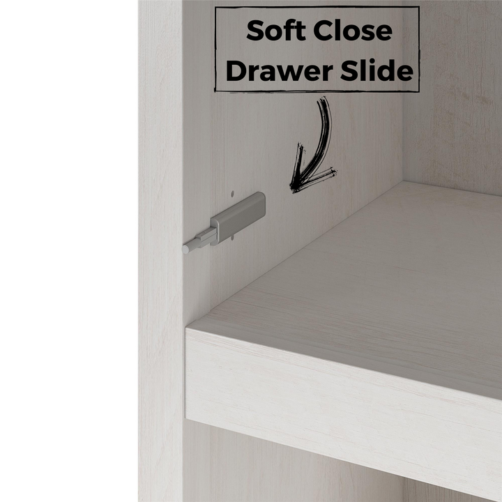 Paramount Murphy Bed Bundle with 2 Bedside Bookcase Cabinets & Slide-Out Nightstands - Ivory Oak - Full