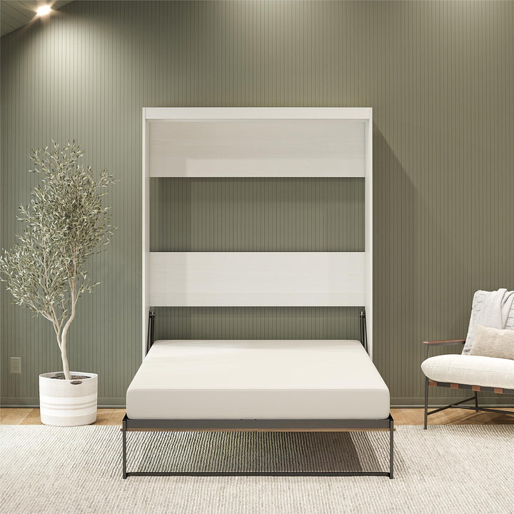 Pinnacle 2-Tone Murphy Bed with Decorative Door Front - Walnut - Queen