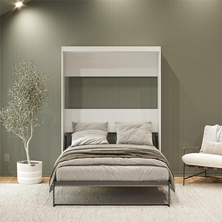 Pinnacle 2-Tone Murphy Bed with Decorative Door Front - Walnut - Queen