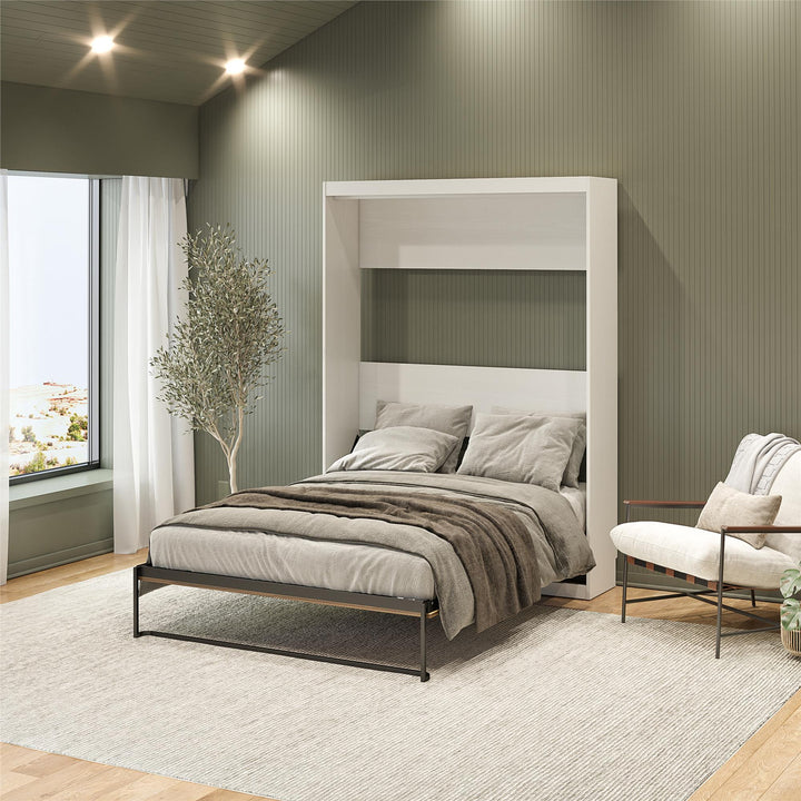 Pinnacle 2-Tone Murphy Bed with Decorative Door Front - Walnut - Queen