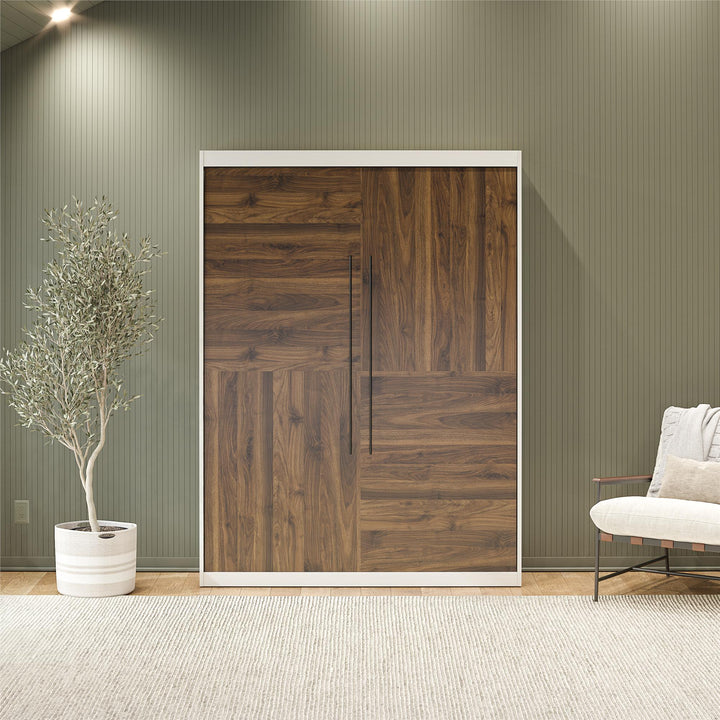 Pinnacle 2-Tone Murphy Bed with Decorative Door Front - Walnut - Queen