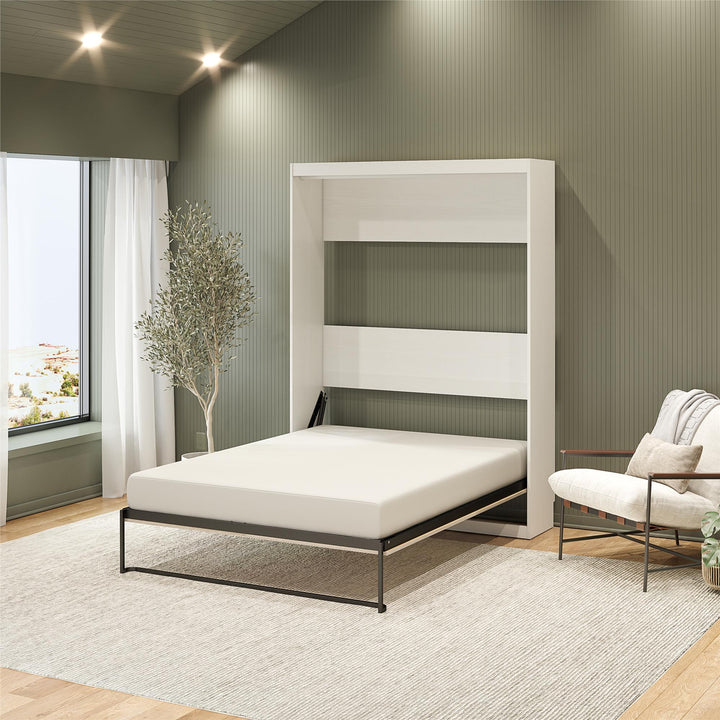 Pinnacle 2-Tone Murphy Bed with Decorative Door Front - Ironwood - Queen