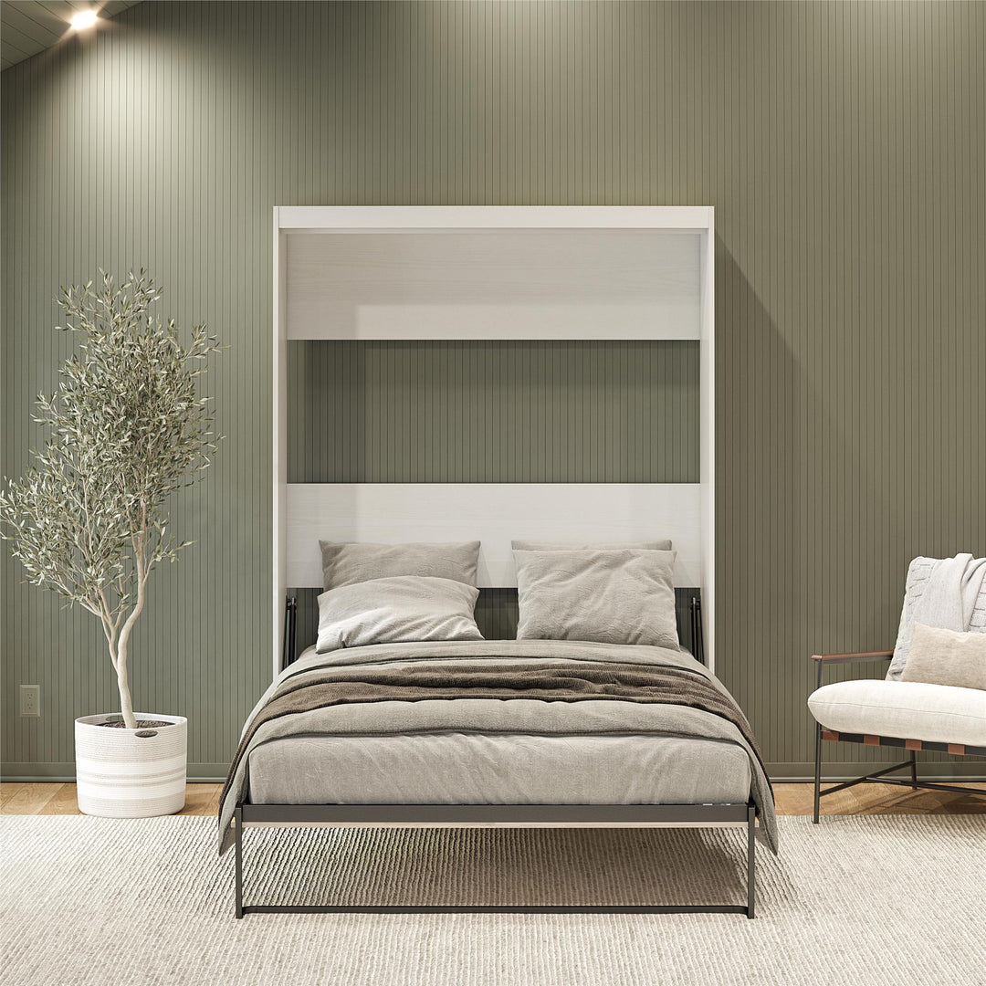 Pinnacle 2-Tone Murphy Bed with Decorative Door Front - Ironwood - Queen