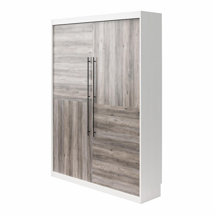 Pinnacle 2-Tone Murphy Bed with Decorative Door Front - Ironwood - Queen