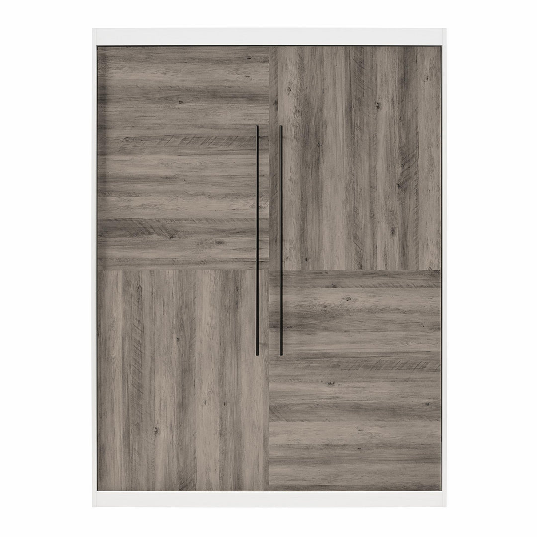 Pinnacle 2-Tone Murphy Bed with Decorative Door Front - Ironwood - Queen