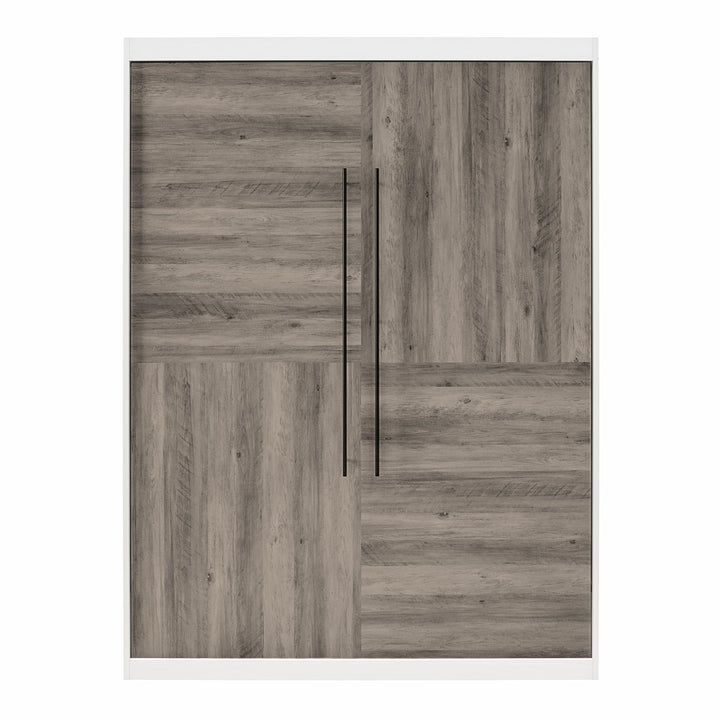 Pinnacle 2-Tone Murphy Bed with Decorative Door Front - Ironwood - Queen