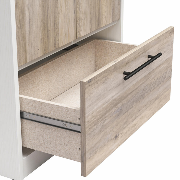 Pinnacle Murphy Bed Bundle with 2 Wardrobe Side Cabinets - Gray Oak - Queen