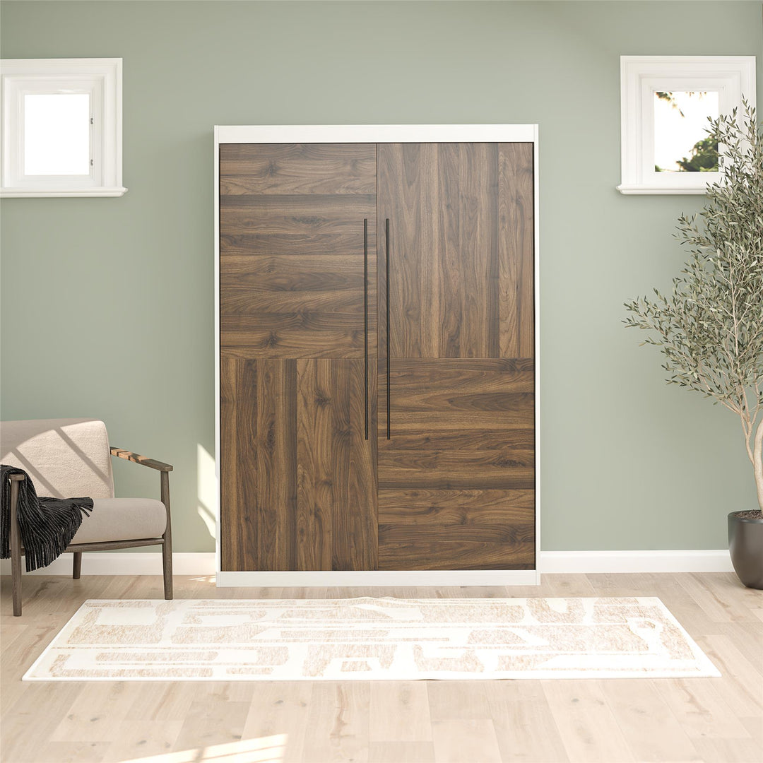 Pinnacle 2-Tone Murphy Bed with Decorative Door Front - Walnut - Full