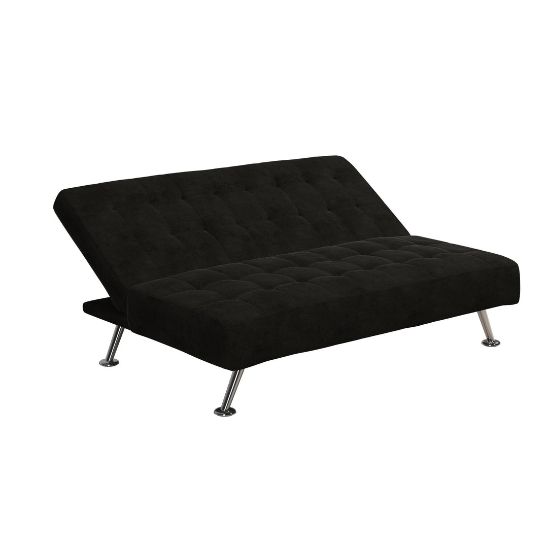 Milo Kids Sofa Futon with Sturdy Frame and Slanted Chrome Legs - Black