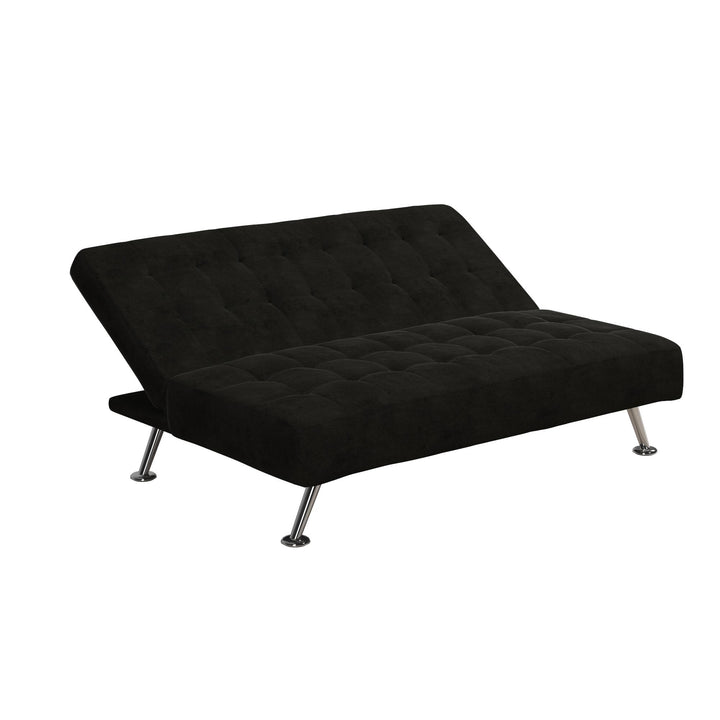 Milo Kids Sofa Futon with Sturdy Frame and Slanted Chrome Legs - Black