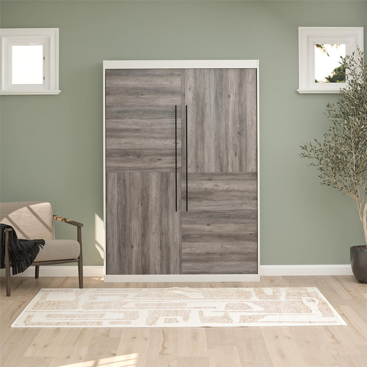 Pinnacle 2-Tone Murphy Bed with Decorative Door Front - Ironwood - Full