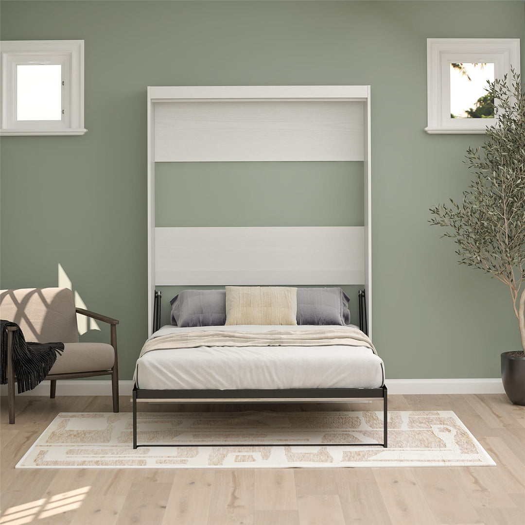 Pinnacle 2-Tone Murphy Bed with Decorative Door Front - Ironwood - Full