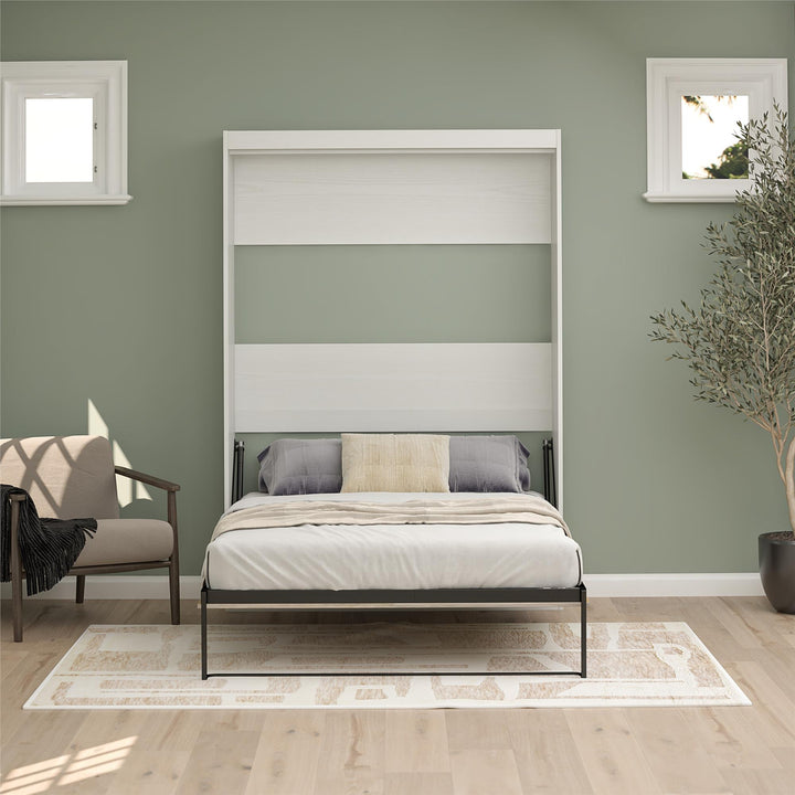 Pinnacle 2-Tone Murphy Bed with Decorative Door Front - Ironwood - Full