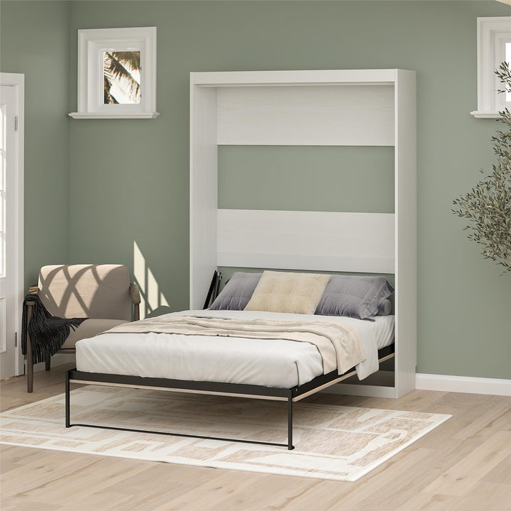 Pinnacle 2-Tone Murphy Bed with Decorative Door Front - Ironwood - Full