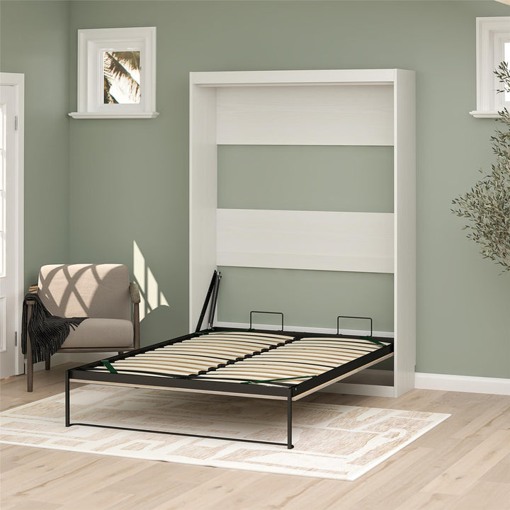 Pinnacle 2-Tone Murphy Bed with Decorative Door Front - Ironwood - Full