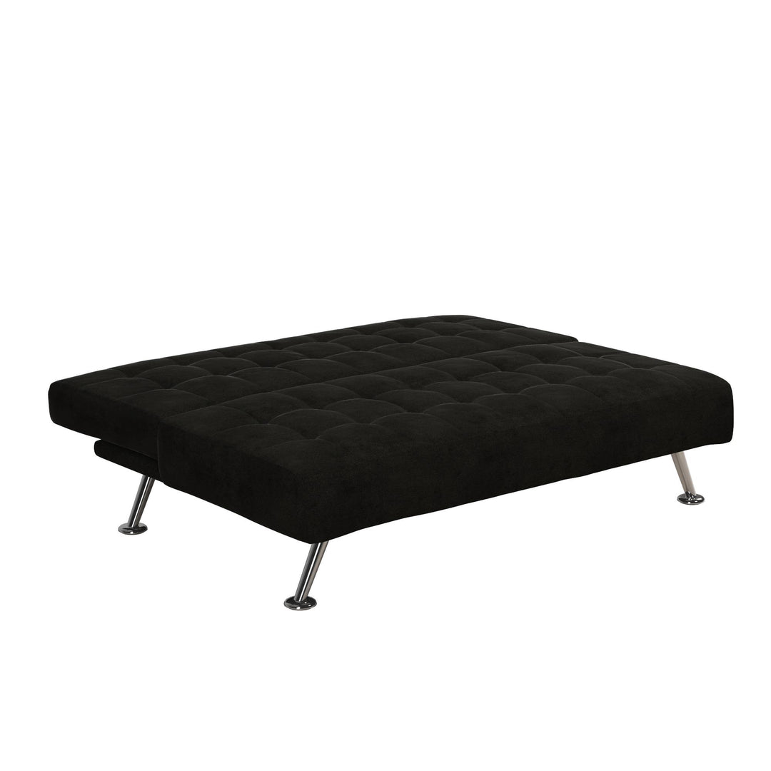Milo Kids Sofa Futon with Sturdy Frame and Slanted Chrome Legs - Black