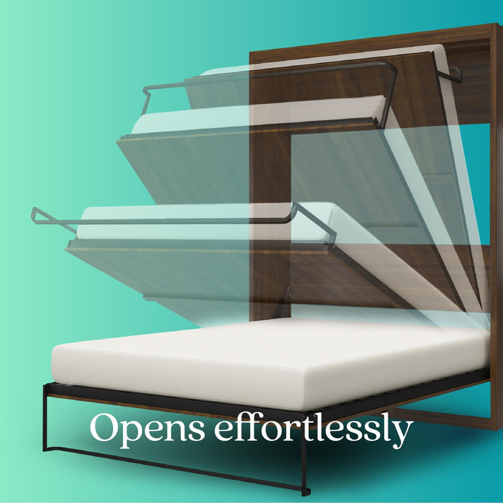 Pinnacle Murphy Bed Bundle with 2 Wardrobe Side Cabinets - Columbia Walnut - Full