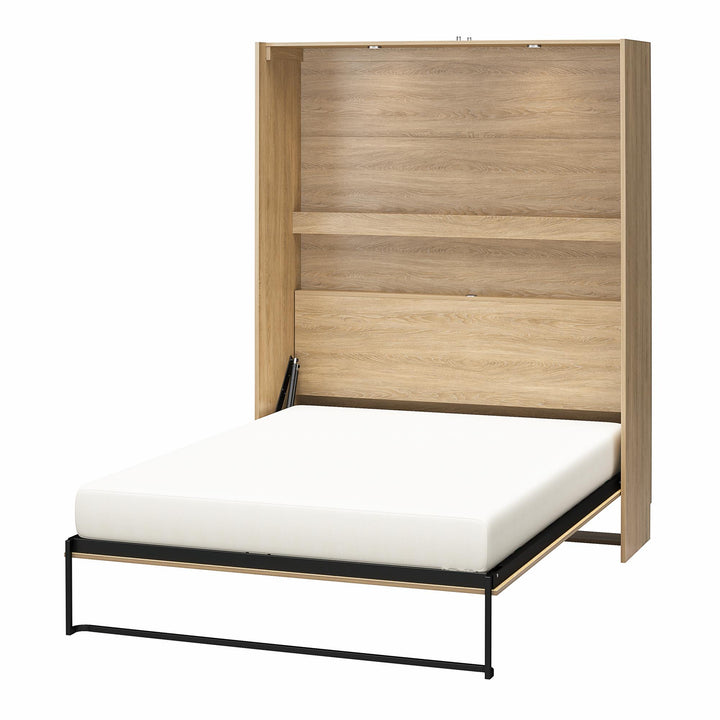 Holly Hills Murphy Bed with Gallery Shelf - Light Oak - Queen