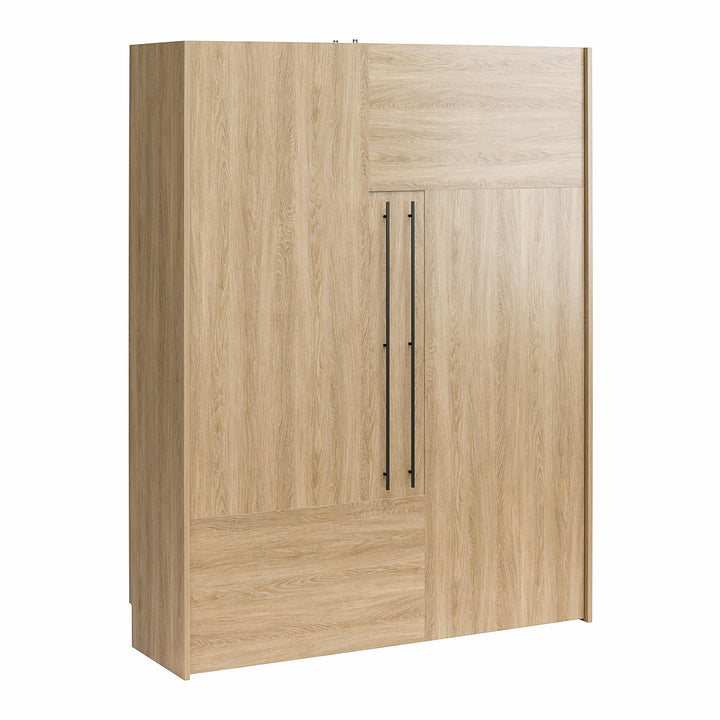 Holly Hills Murphy Bed with Gallery Shelf - Light Oak - Queen