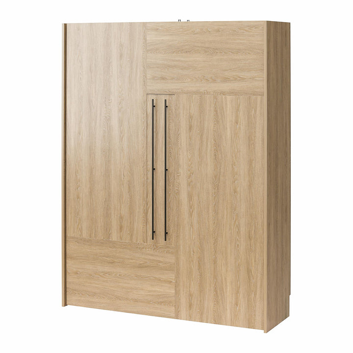 Holly Hills Murphy Bed with Gallery Shelf - Light Oak - Queen
