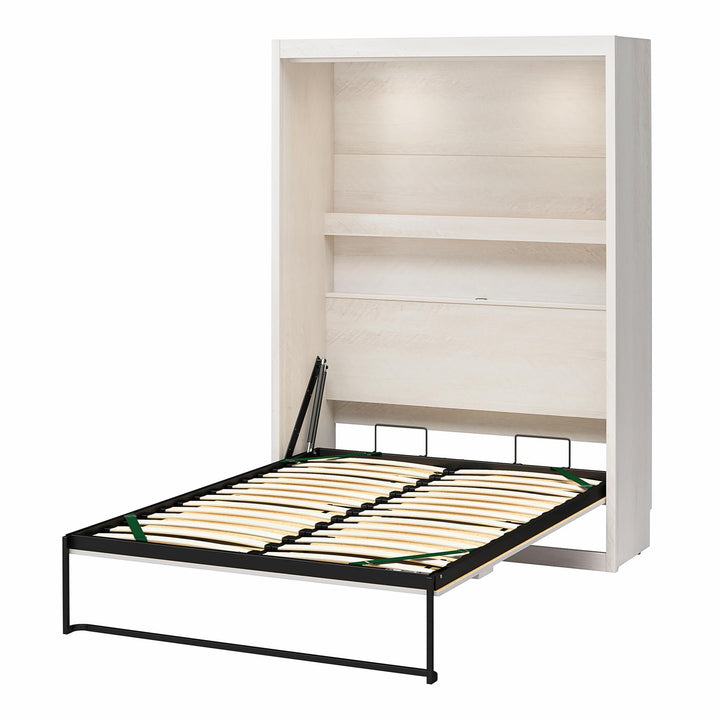 Farmington Murphy Bed with Open Shelf - Ivory Oak - Full