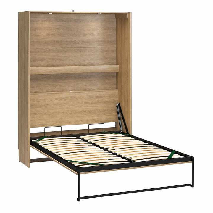 Holly Hills Murphy Bed with Gallery Shelf - Light Oak - Full