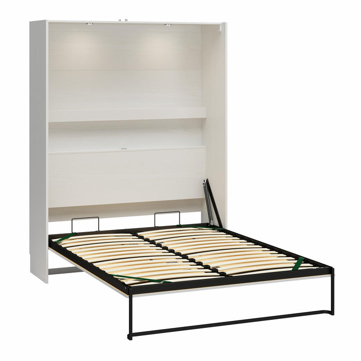 Holly Hills Murphy Bed with Gallery Shelf - White Pine - Queen