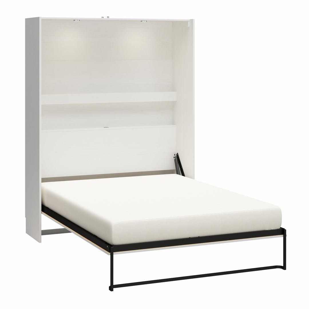 Holly Hills Murphy Bed with Gallery Shelf - White Pine - Queen