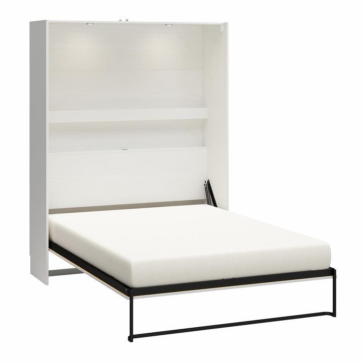 Holly Hills Murphy Bed with Gallery Shelf - White Pine - Queen