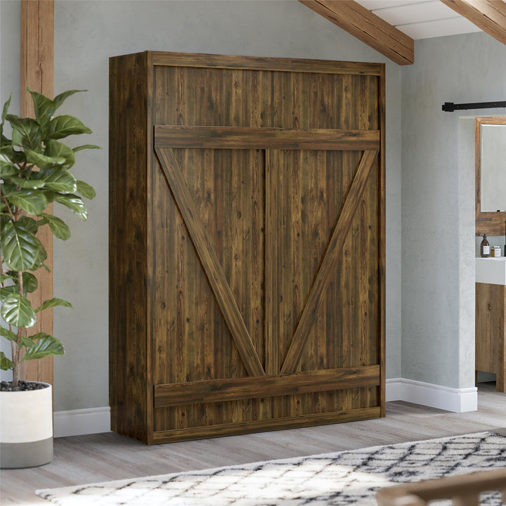 Farmington Murphy Bed with Open Shelf - Century Barn Pine - Full