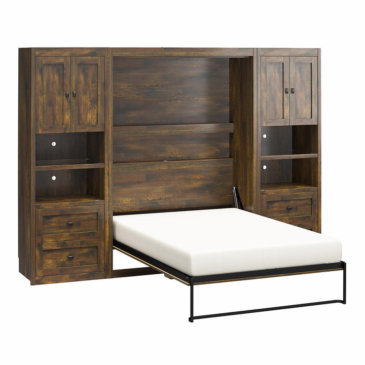 Farmington Murphy Bed Bundle with 2 Side Cabinets - Century Barn Pine - Full