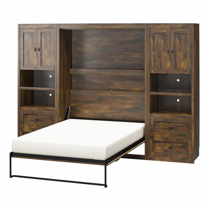 Farmington Murphy Bed Bundle with 2 Side Cabinets - Century Barn Pine - Full
