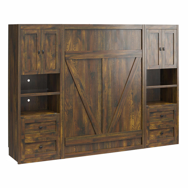 Farmington Murphy Bed Bundle with 2 Side Cabinets - Century Barn Pine - Full