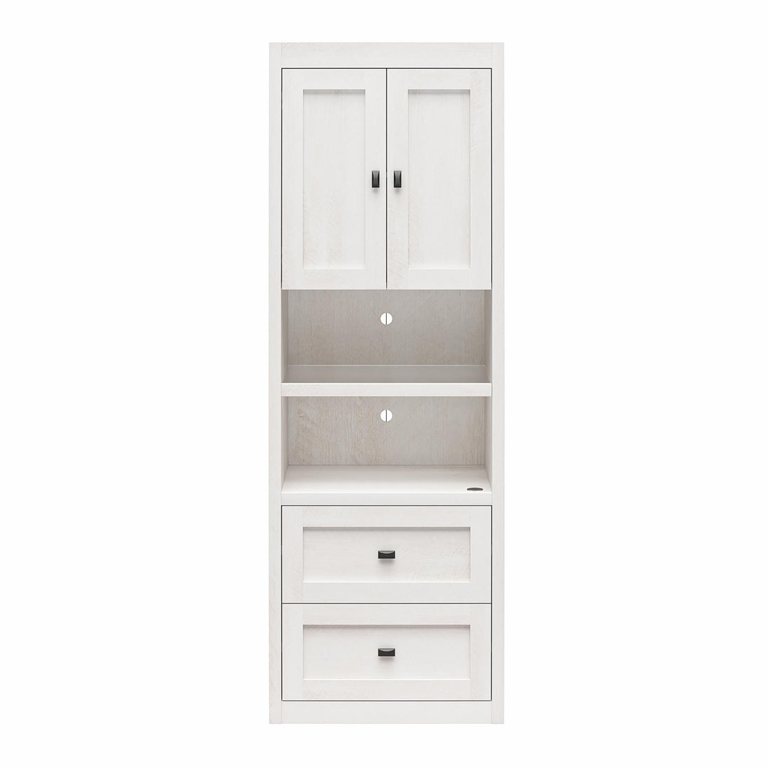 Farmington Murphy Bed Bundle with 2 Side Cabinets - Ivory Oak - Full