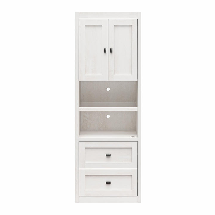 Farmington Murphy Bed Bundle with 2 Side Cabinets - Ivory Oak - Full