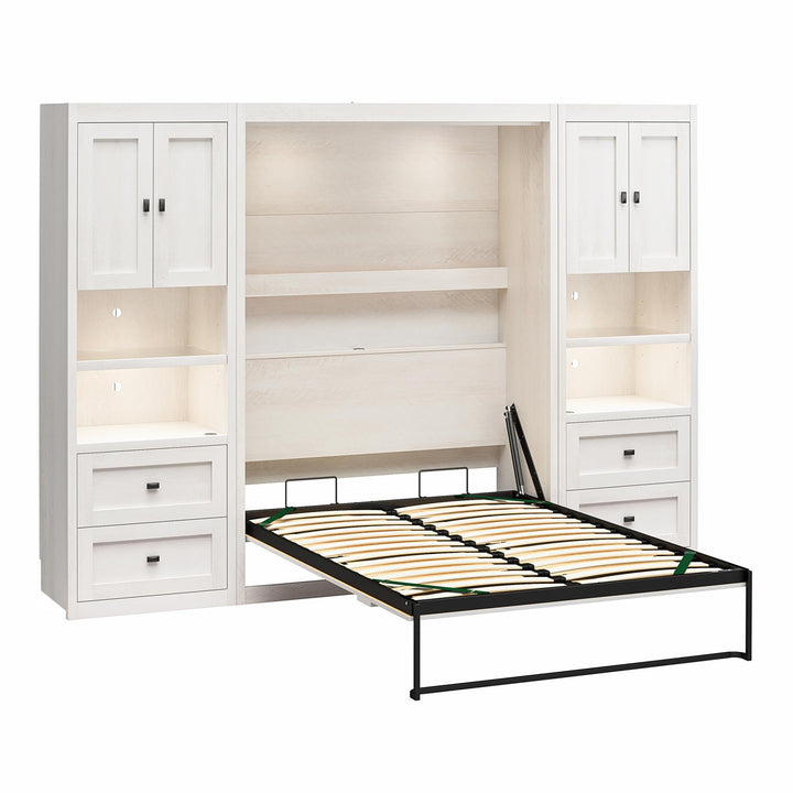 Farmington Murphy Bed Bundle with 2 Side Cabinets - Ivory Oak - Full
