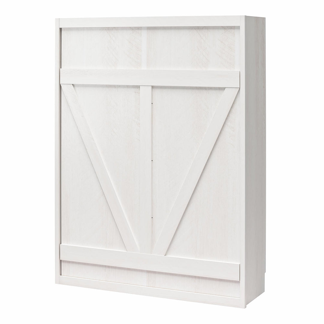 Farmington Murphy Bed with Open Shelf - Ivory Oak - Queen