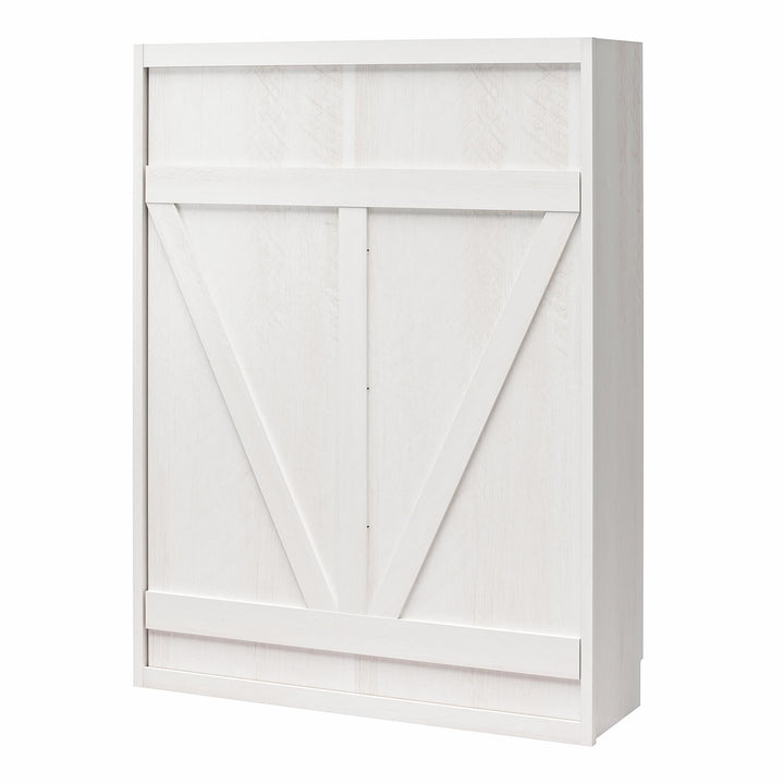 Farmington Murphy Bed with Open Shelf - Ivory Oak - Queen