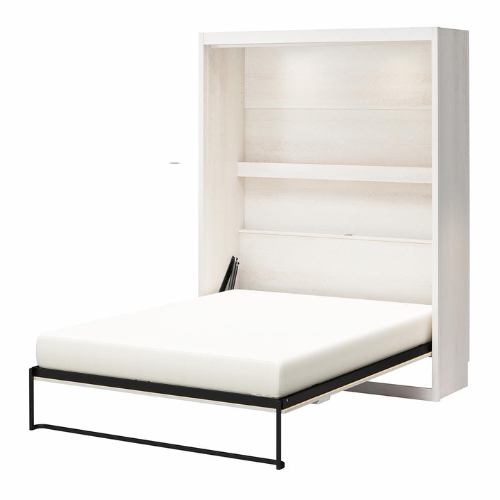 Farmington Murphy Bed with Open Shelf - Ivory Oak - Queen