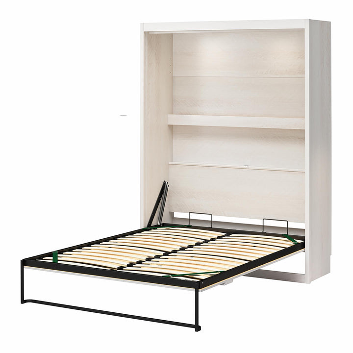 Farmington Murphy Bed with Open Shelf - Ivory Oak - Queen