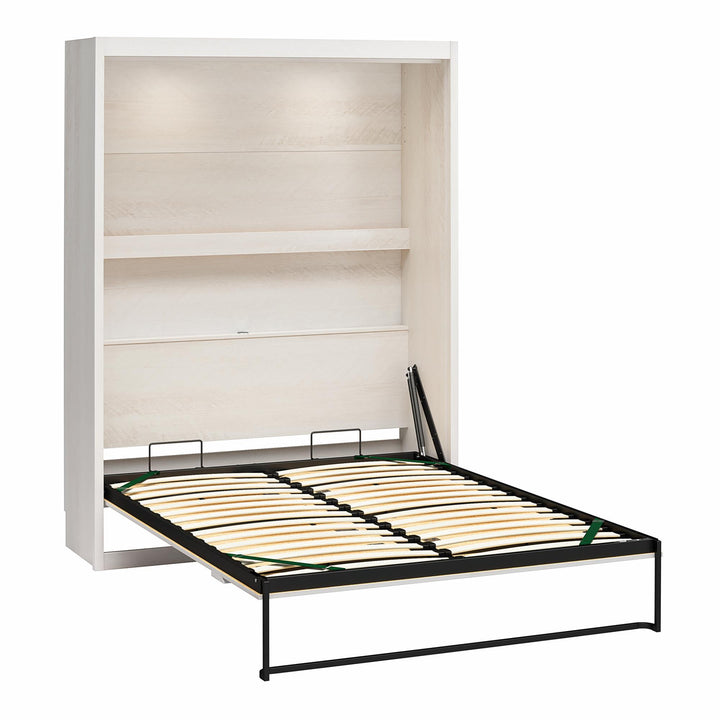 Farmington Murphy Bed with Open Shelf - Ivory Oak - Queen