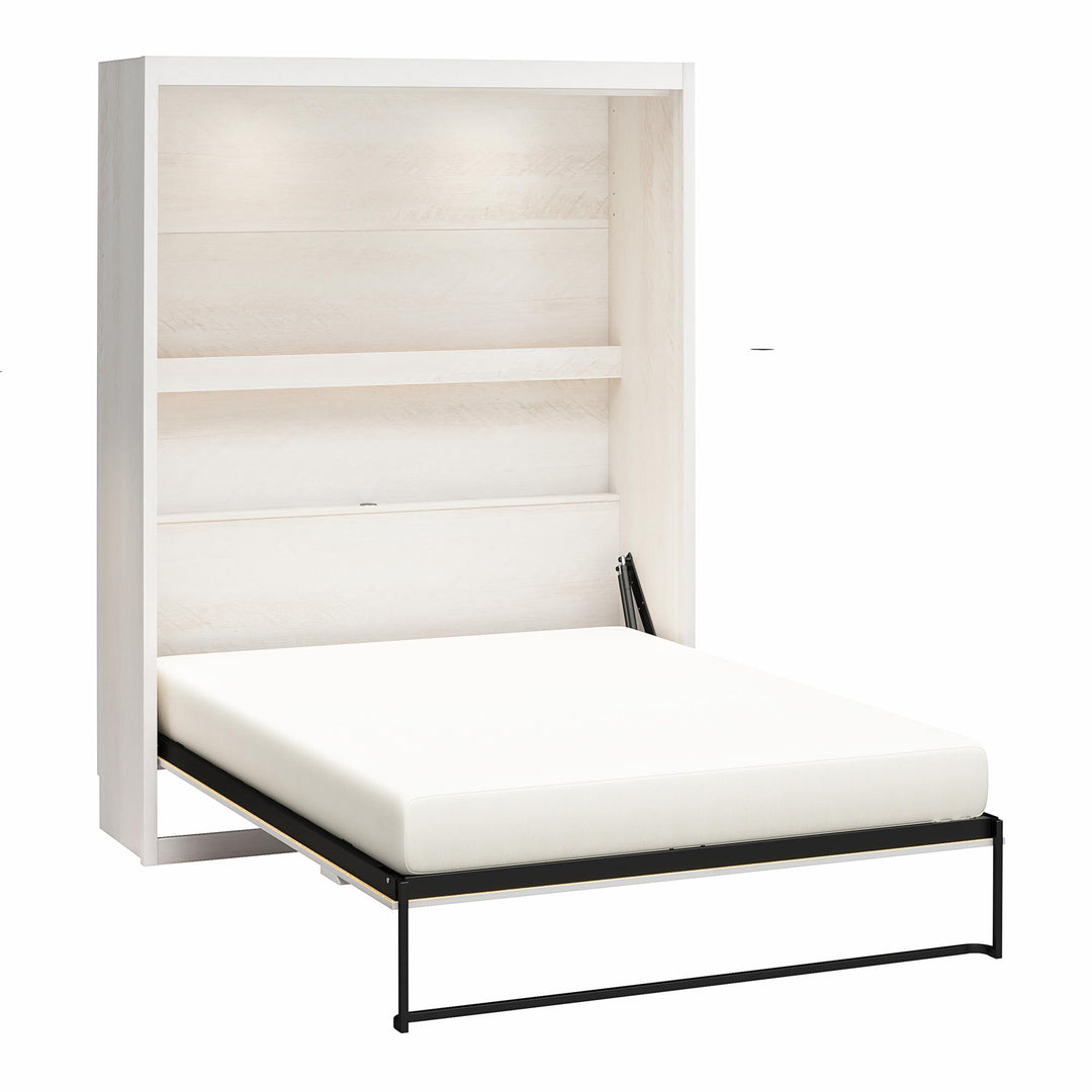 Farmington Murphy Bed with Open Shelf - Ivory Oak - Queen