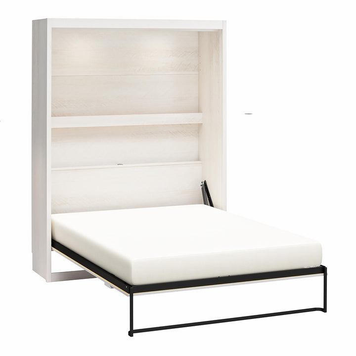 Farmington Murphy Bed with Open Shelf - Ivory Oak - Queen