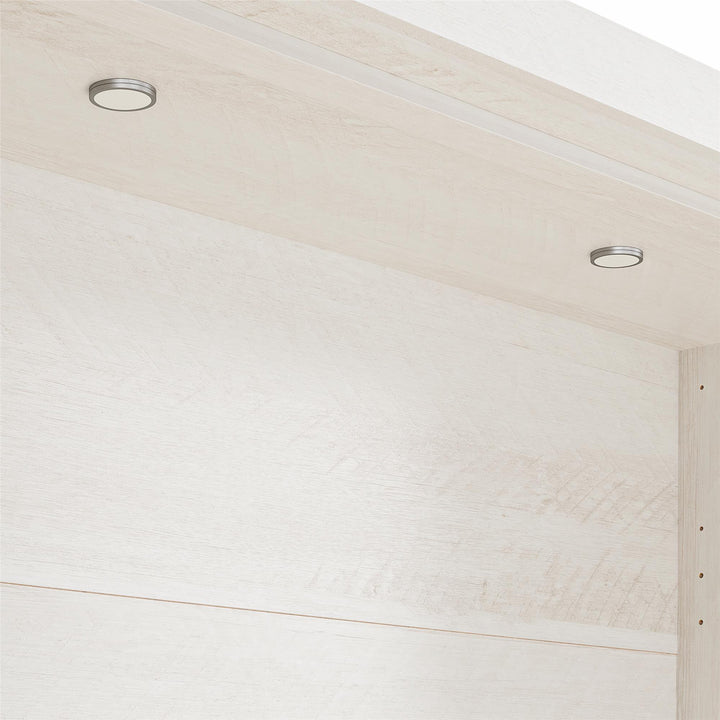 Farmington Murphy Bed with Open Shelf - Ivory Oak - Queen