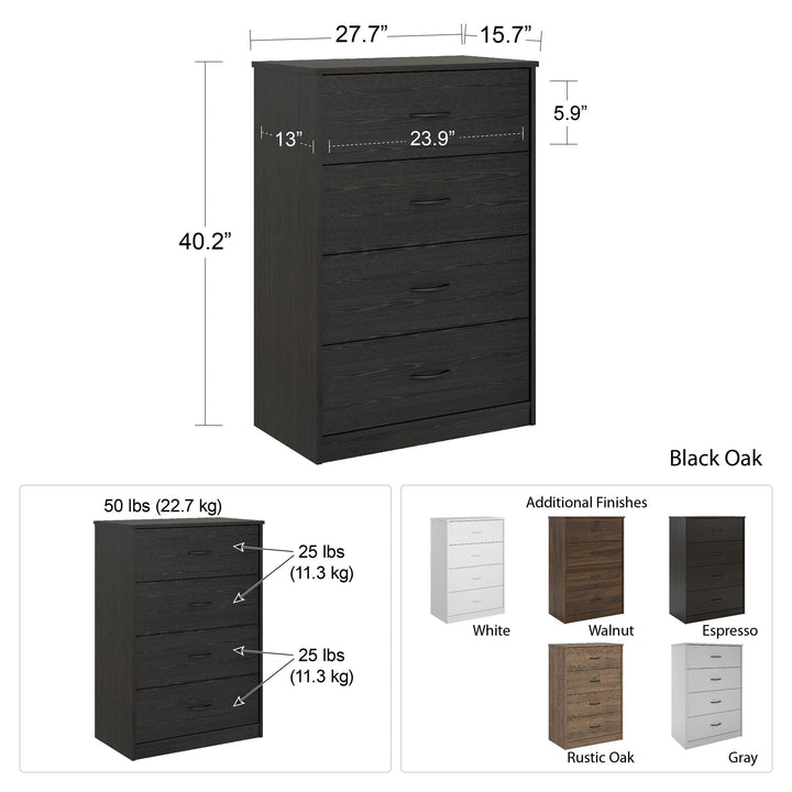 Rory 4 Drawer Dresser Chest - White