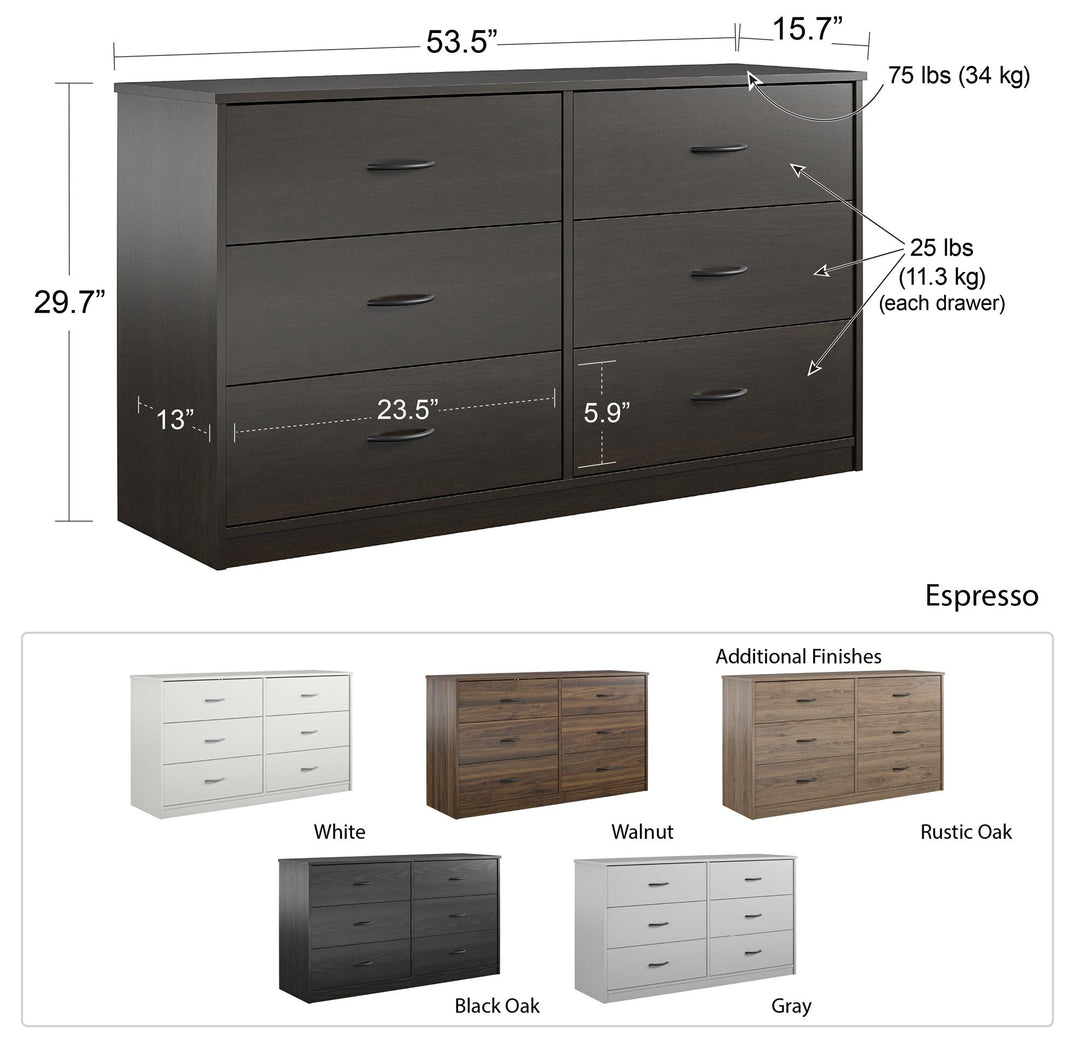 Modern wide dresser for bedrooms -  Black Oak