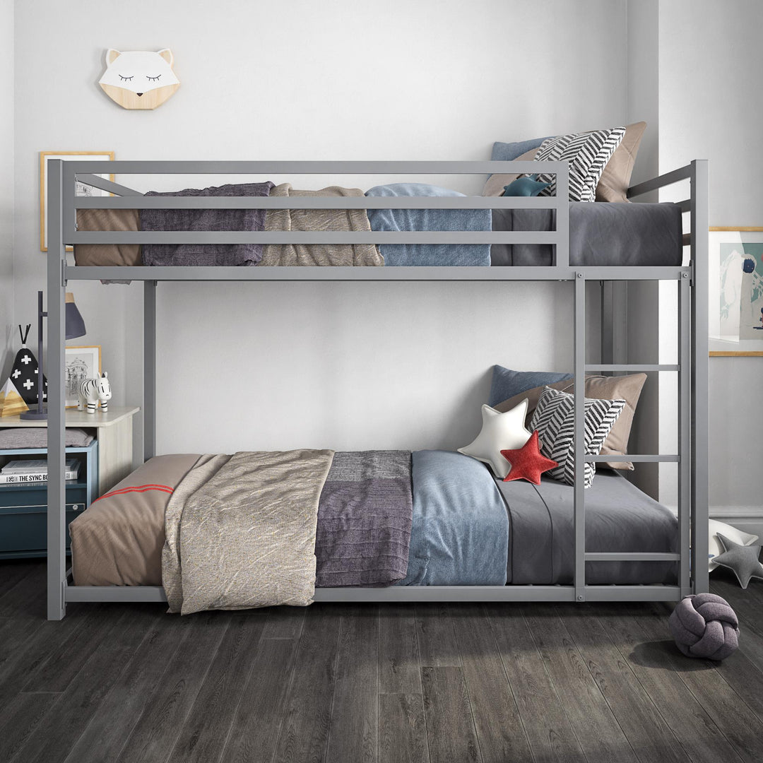 Best Miles Metal Bunk Bed with Slats -  Silver  - Twin-Over-Twin